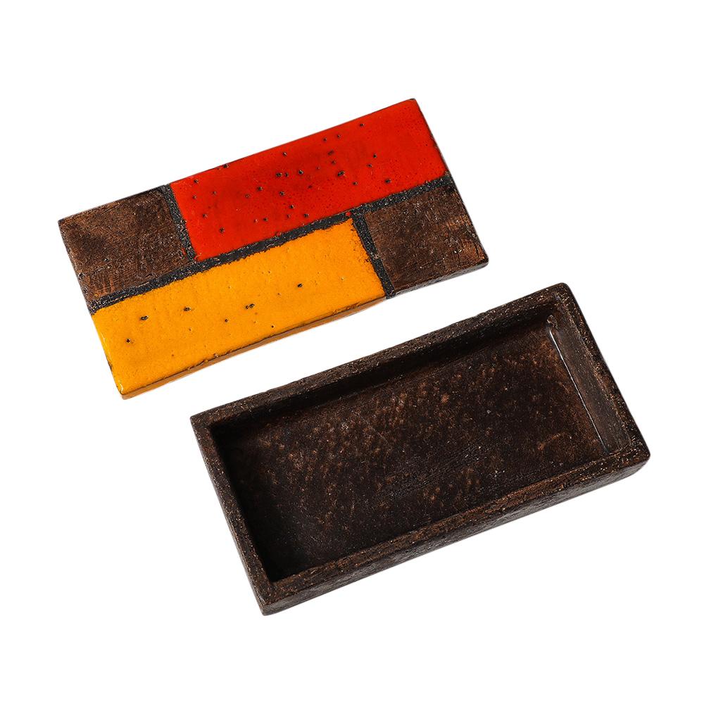 Aldo Londi Caja Bitossi, Cerámica, Mondrian, Abstracto, Rojo, Amarillo, Firmado Cerámico en venta