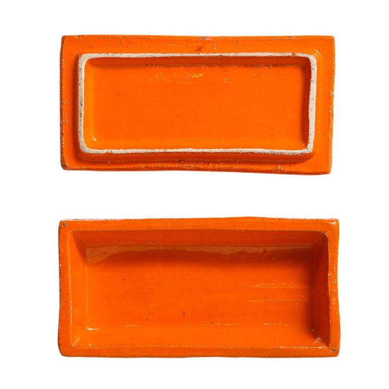 Bitossi Box, Ceramic, Orange and Gold, Geometric, Signed For Sale 7