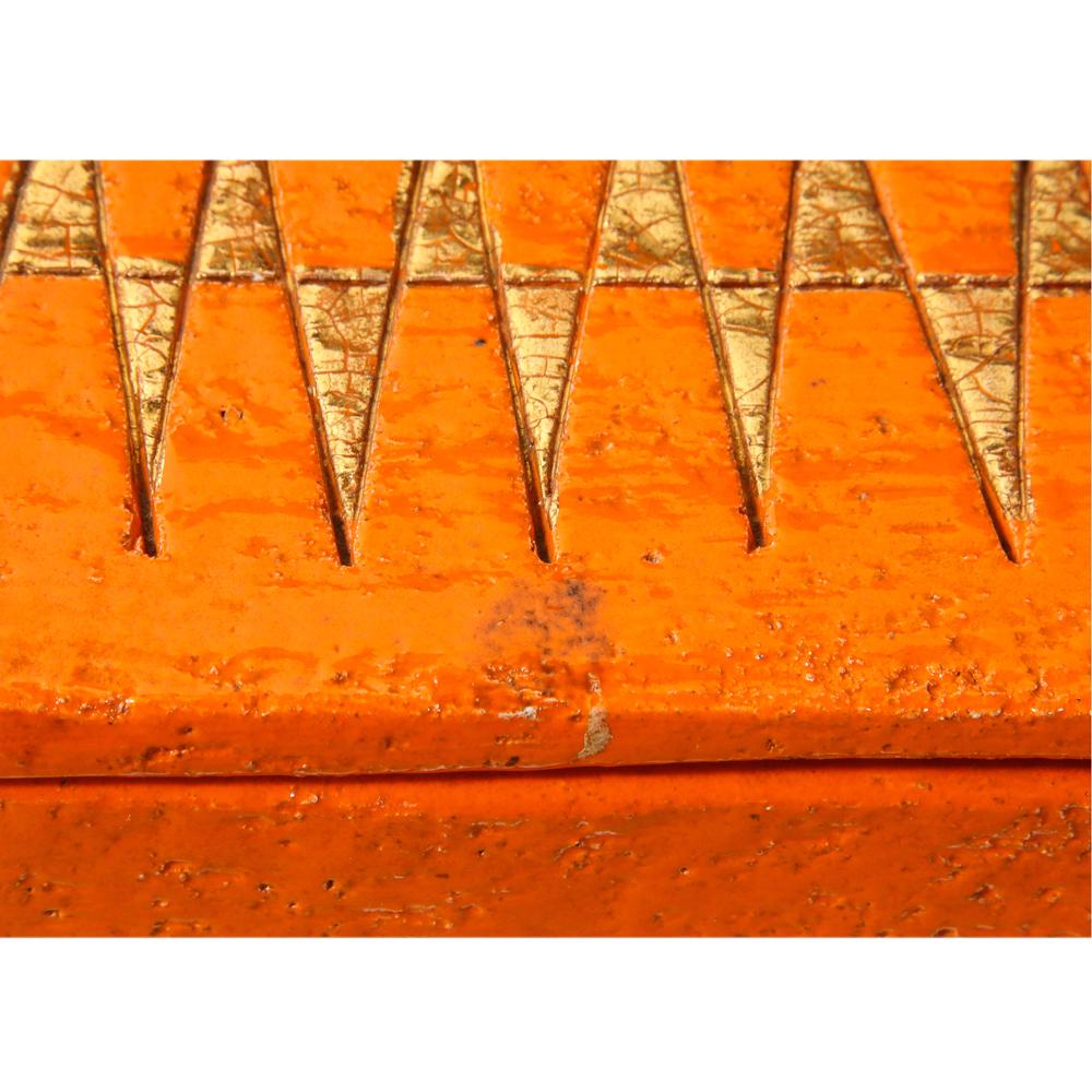 Bitossi Box, Ceramic, Orange, Gold, Geometric, Signed In Good Condition In New York, NY