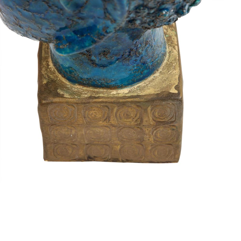Aldo Londi Bitossi Buddha Bust, Ceramic, Blue, Gold, Rosenthal Netter, Signed 3