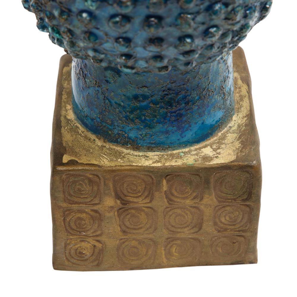 Aldo Londi Bitossi Buddha Bust, Ceramic, Blue, Gold, Rosenthal Netter, Signed 5