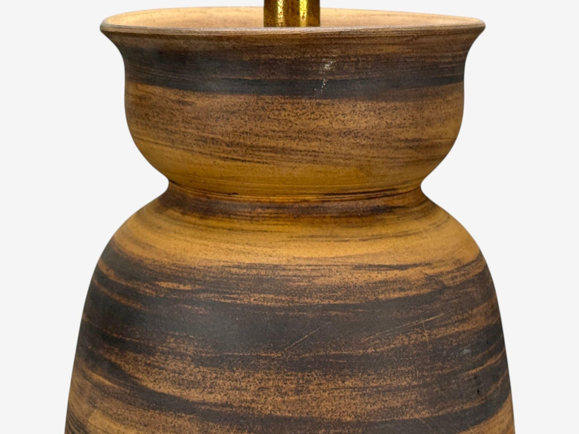 Aldo Londi Bitossi, cerámica, latón, lámpara de sobremesa, Italia, años 50 mediados del siglo XX en venta