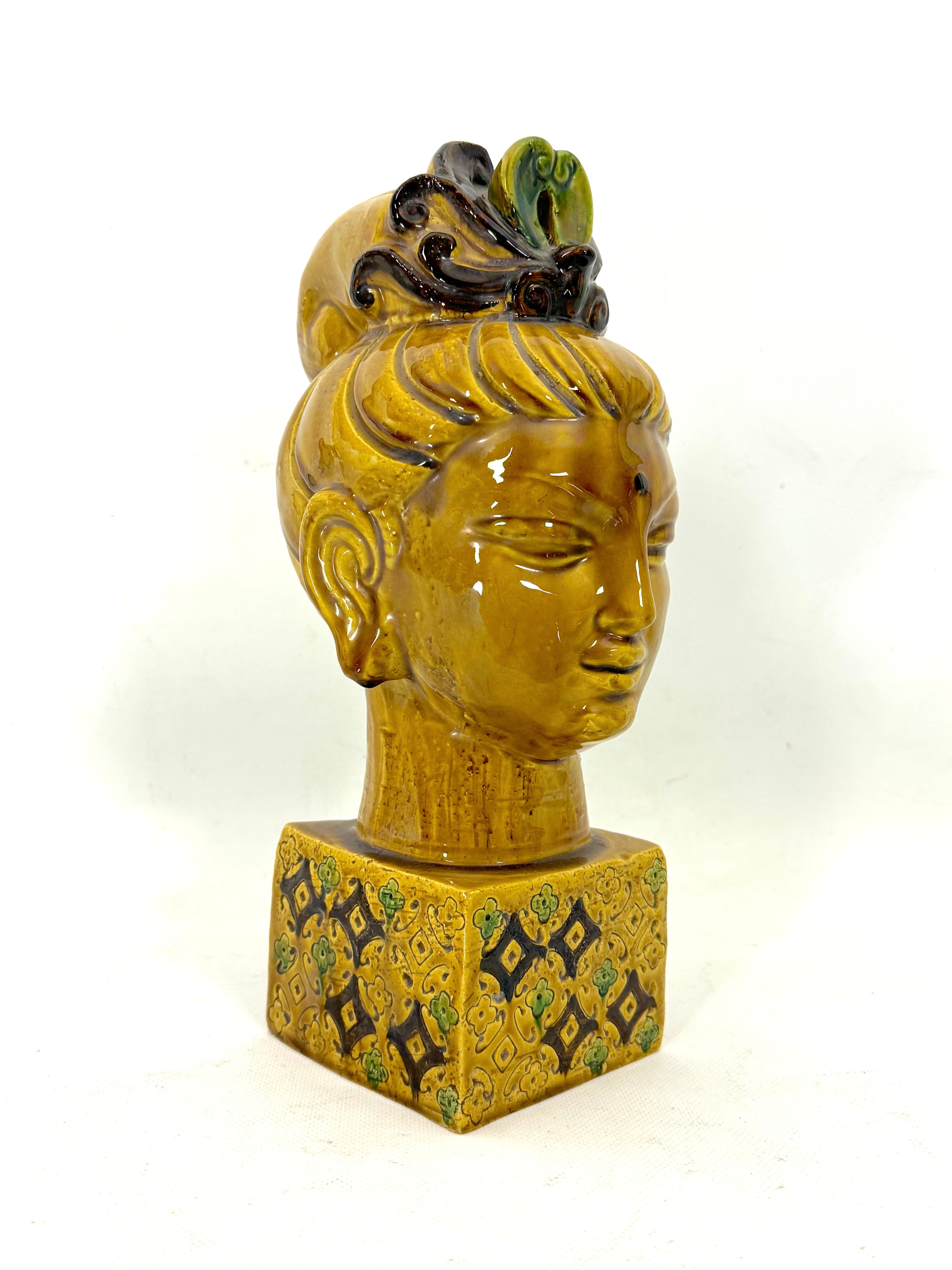 Mid-Century Modern Aldo Londi, Bitossi ceramic Buddha head. Italy 1960s