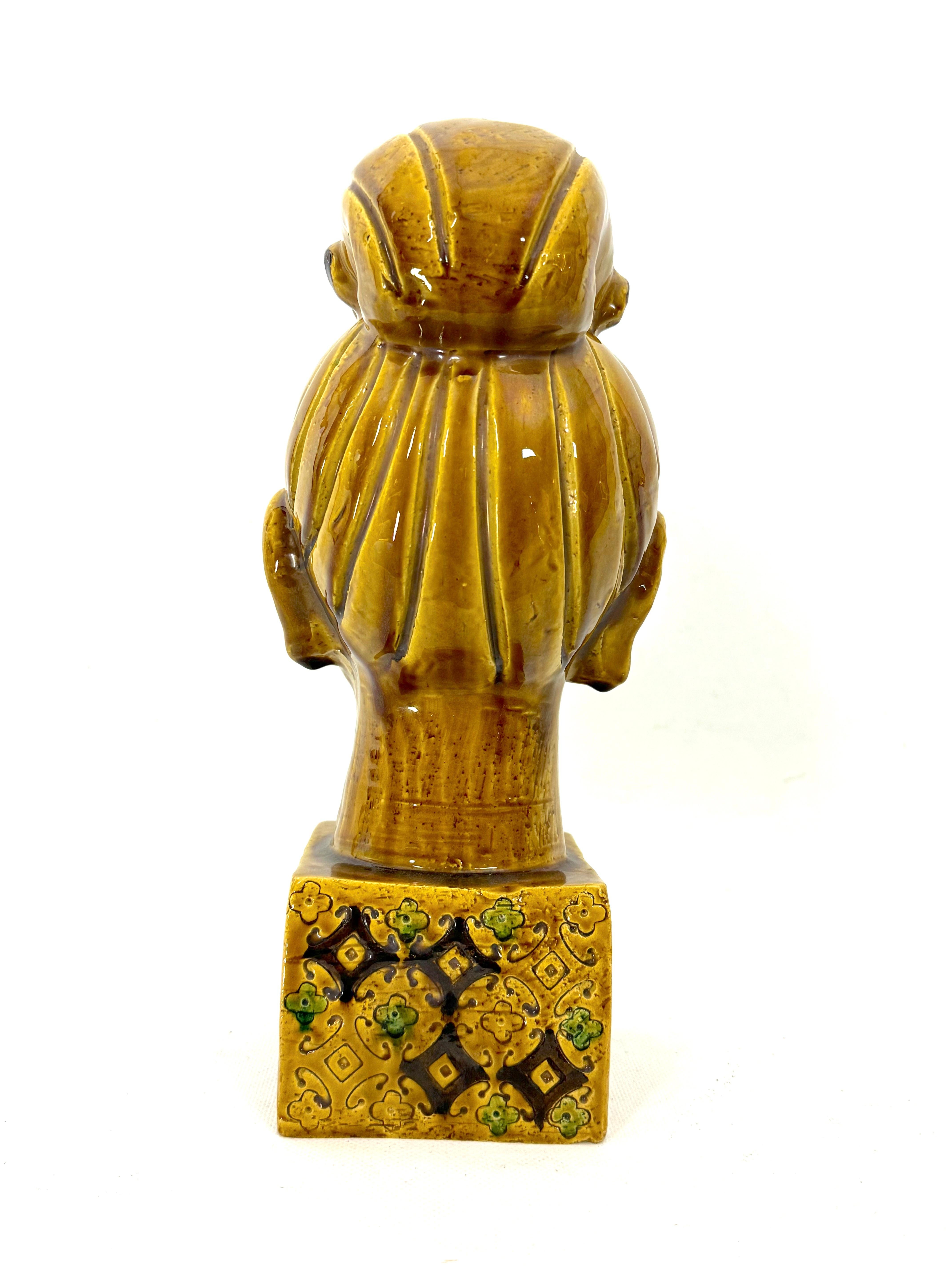 20th Century Aldo Londi, Bitossi ceramic Buddha head. Italy 1960s