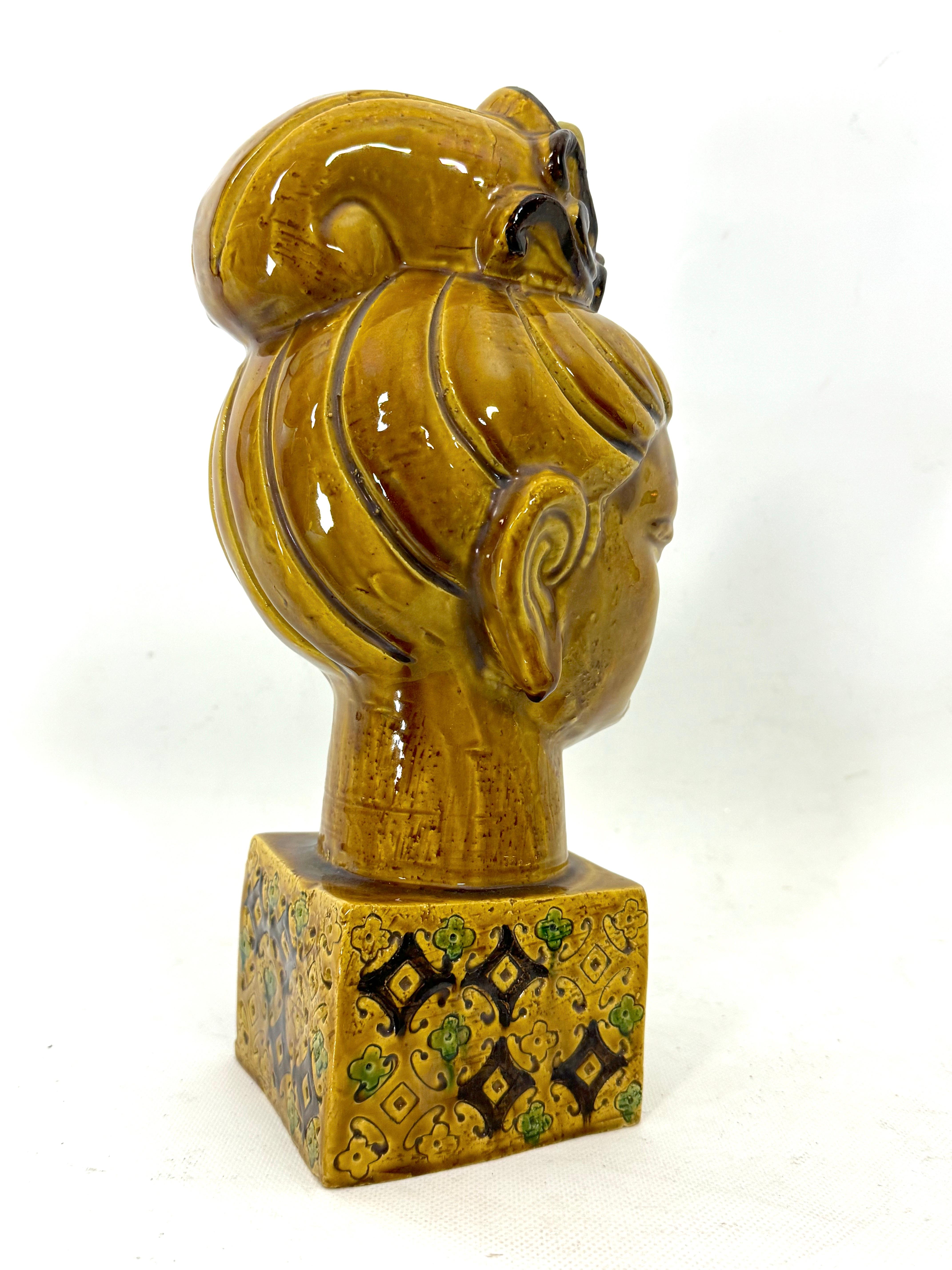 Ceramic Aldo Londi, Bitossi ceramic Buddha head. Italy 1960s