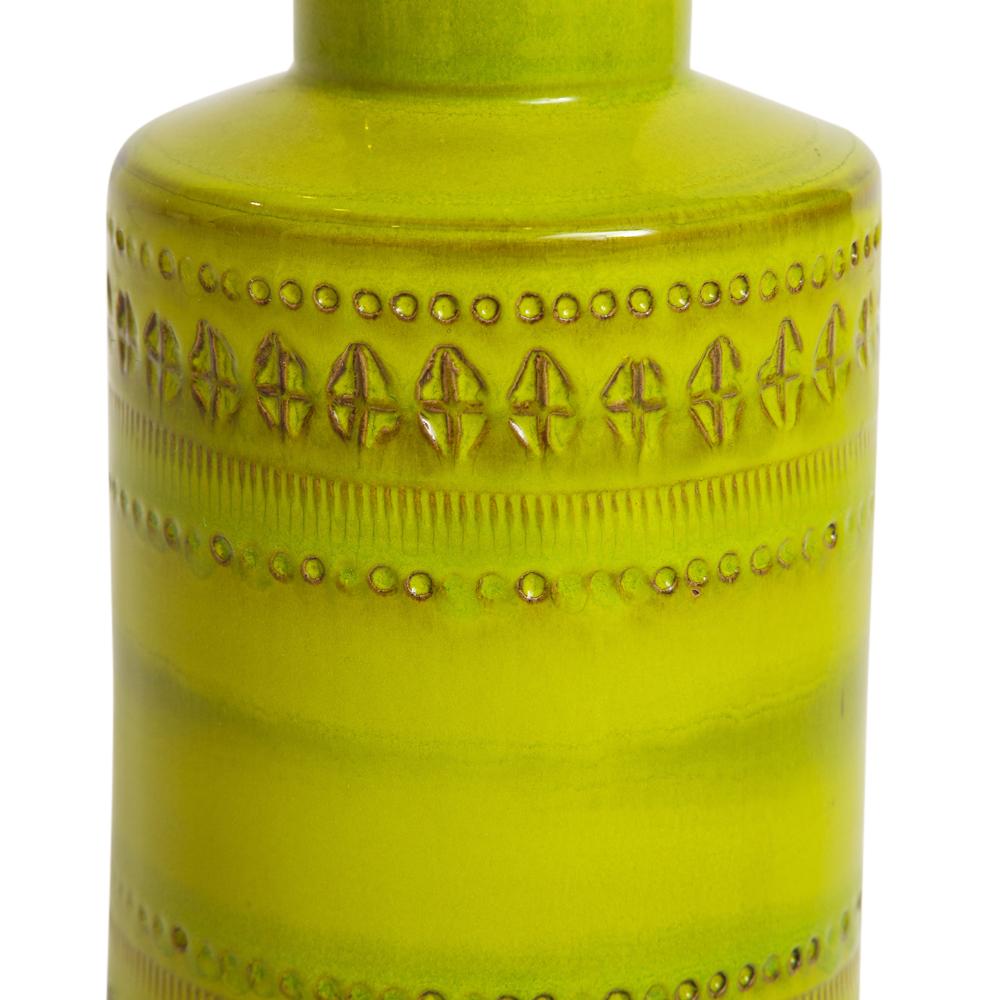 Modern Bitossi Vase, Ceramic Chartreuse, Signed
