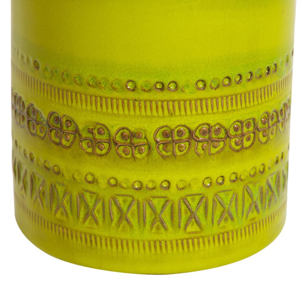 Glazed Bitossi Vase, Ceramic Chartreuse, Signed