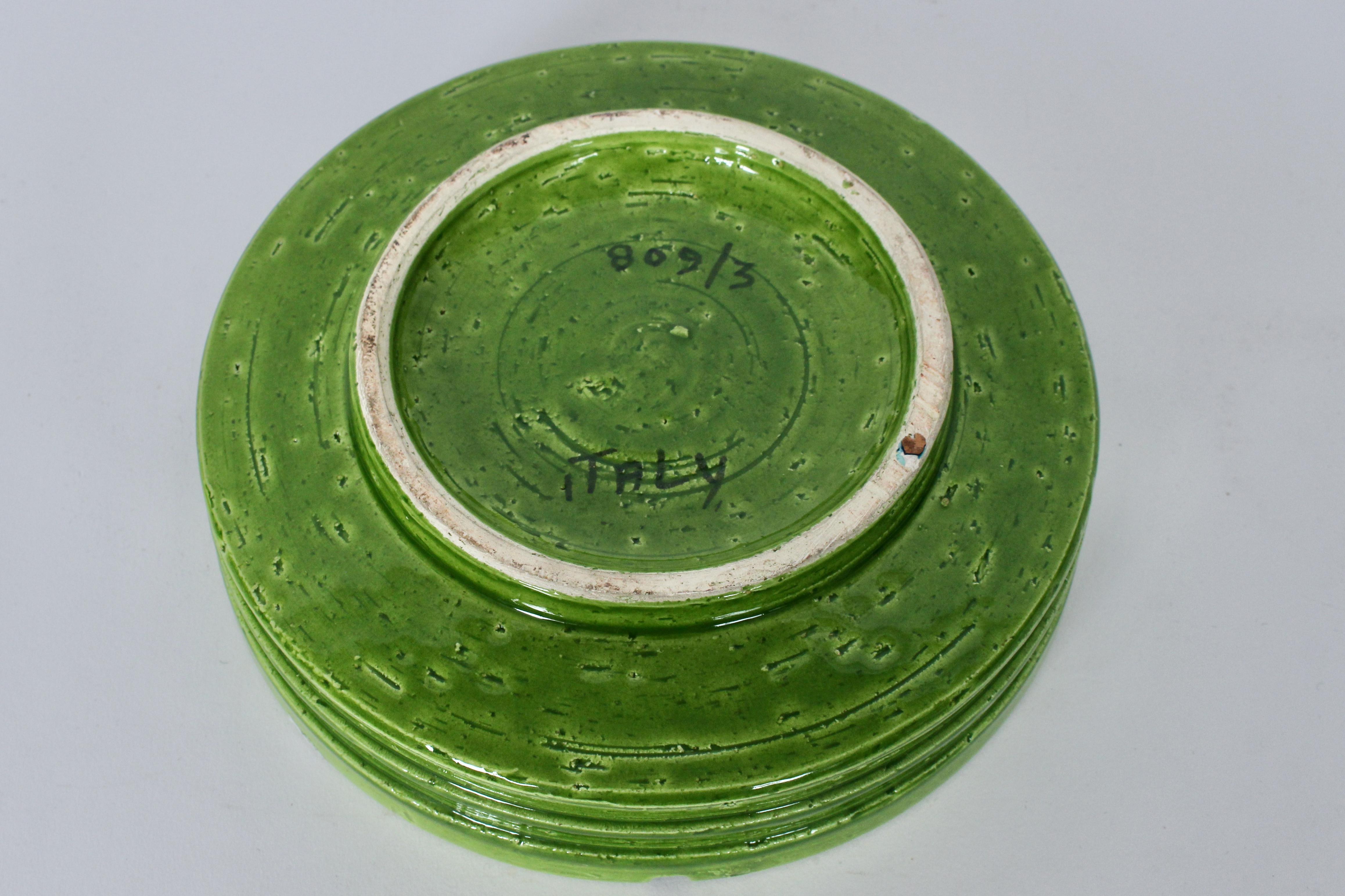 Cenicero de cerámica Aldo Londi Bitossi Primavera Floral Verde y Rojo en venta 8