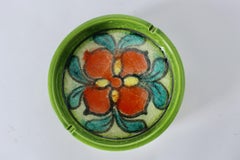 Aldo Londi Bitossi Ceramiche Spring Green and Red Floral Ceramic Ashtray