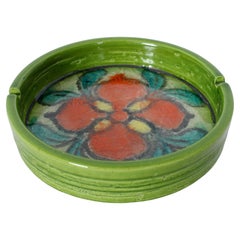 Aldo Londi Bitossi Ceramiche Spring Green and Red Floral Ceramic Ashtray