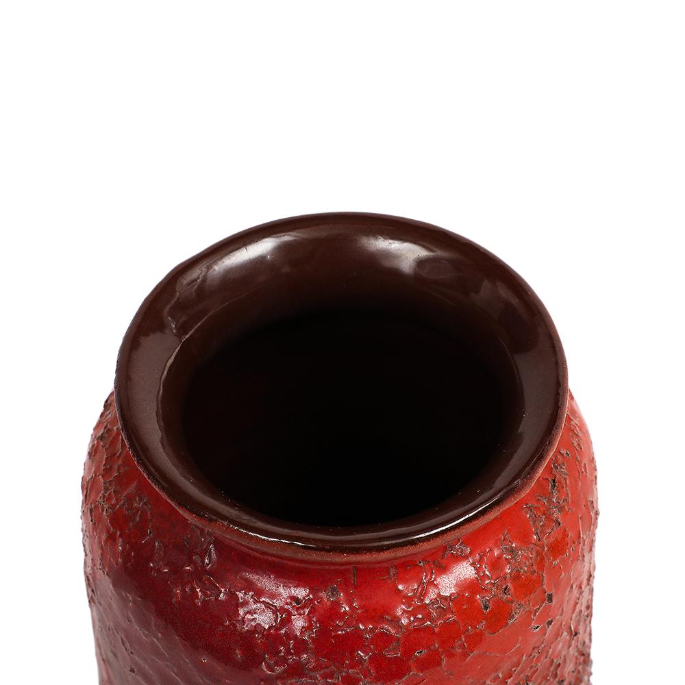 Aldo Londi Bitossi Cinese Vase, Ceramic, Orange, Red, Gold, Signed For Sale 3