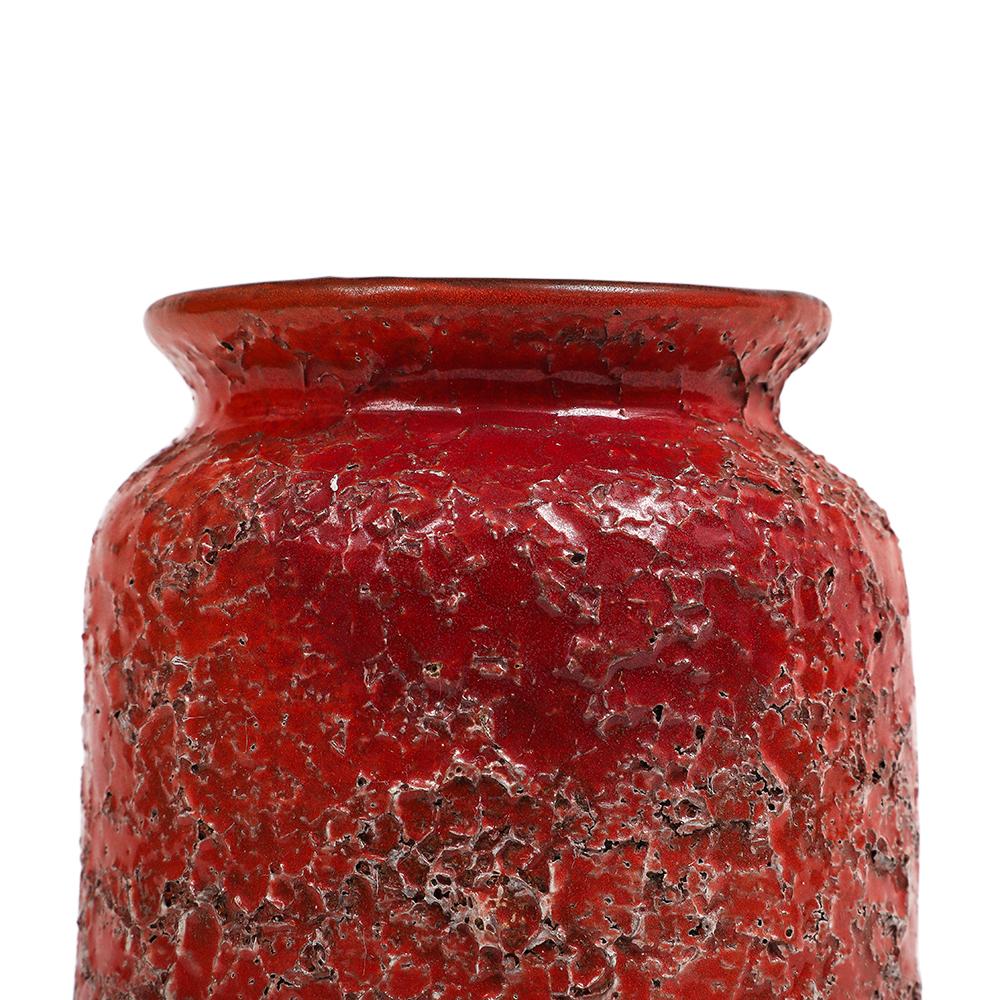 Mid-Century Modern Aldo Londi Bitossi Cinese Vase, Ceramic, Orange, Red, Gold, Signed For Sale