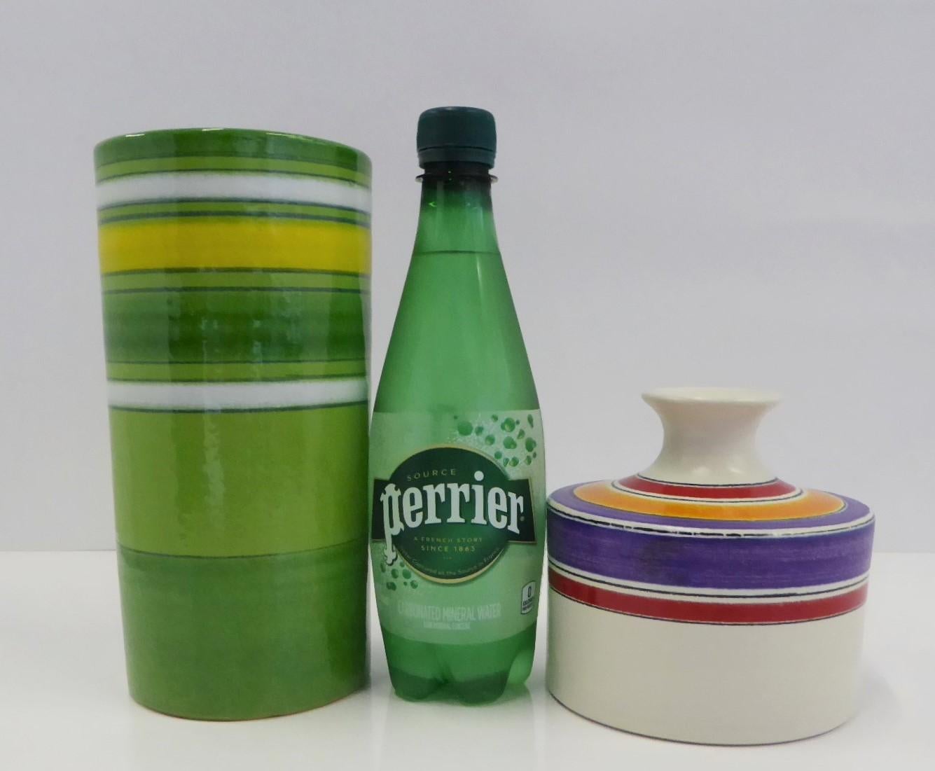 Ceramic Aldo Londi Bitossi Fascie Colorate Green Cylindrical Vase Rosenthal Netter 70s
