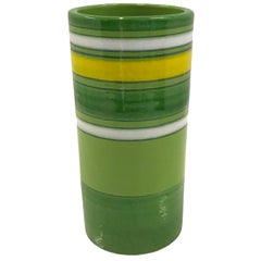 Retro Aldo Londi Bitossi Fascie Colorate Green Cylindrical Vase Rosenthal Netter 70s