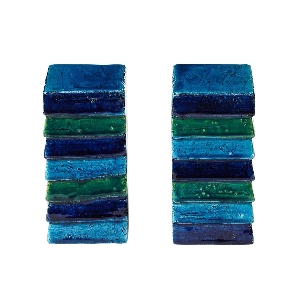 Aldo Londi Bitossi for Raymor Cordova Bookends, Ceramic, Blue, Green, Signed For Sale 3