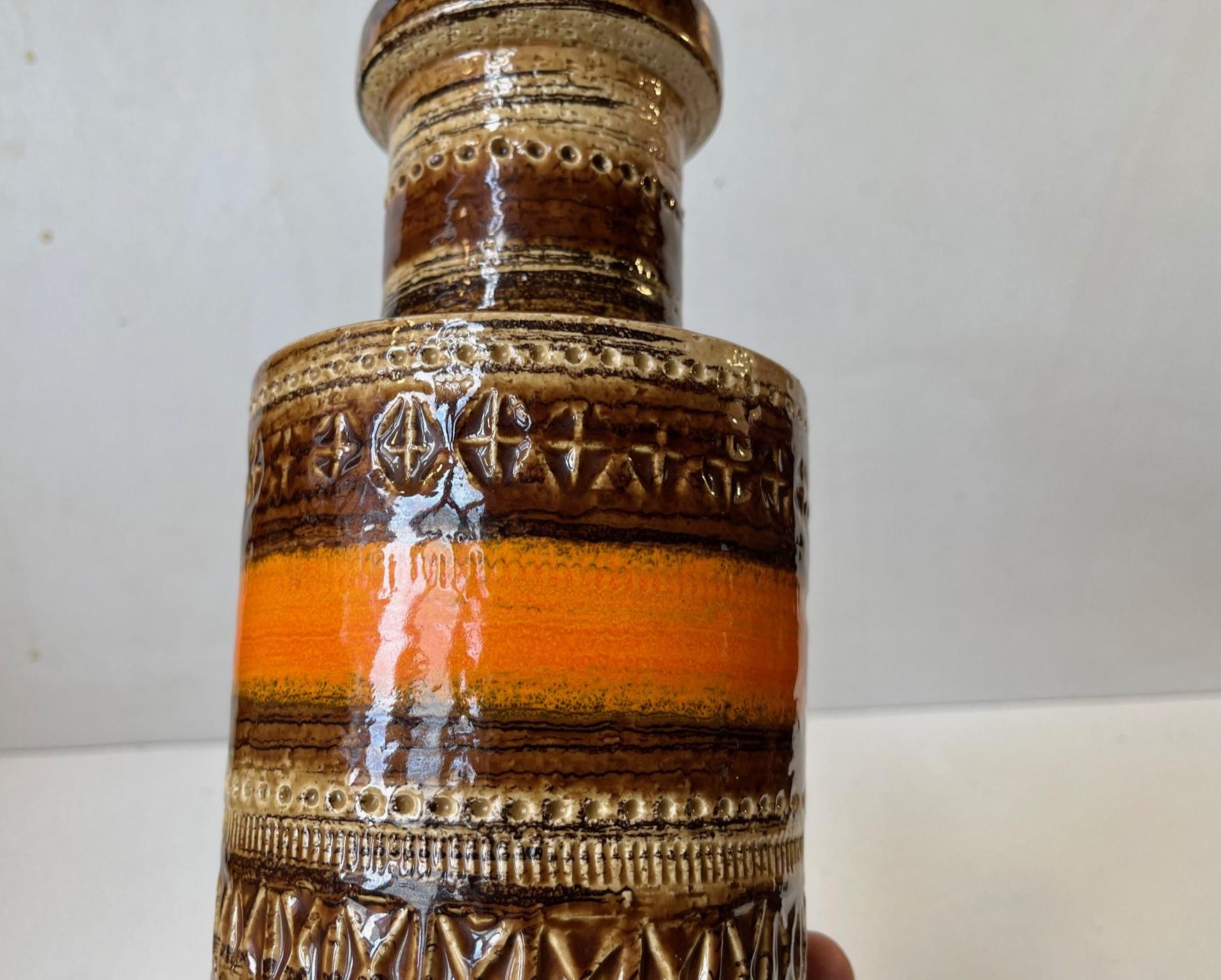Mid-20th Century Aldo Londi - Bitossi for Raymor Glazed Stoneware Vase in Sahara Decor, Italy 60s For Sale