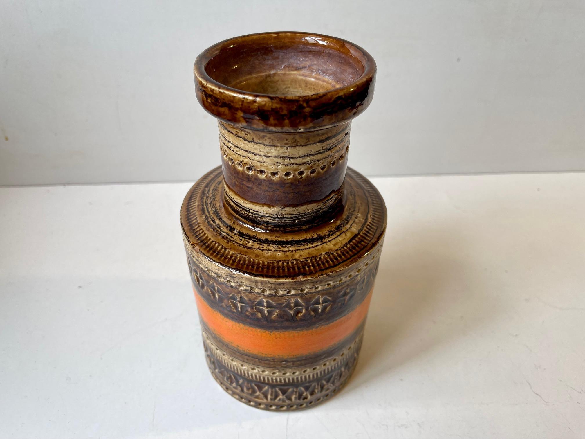 Aldo Londi - Bitossi for Raymor Glazed Stoneware Vase in Sahara Decor, Italy 60s For Sale 1