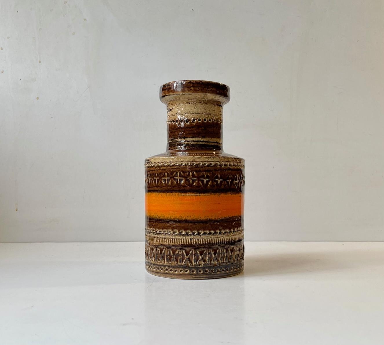 Aldo Londi - Bitossi for Raymor Glazed Stoneware Vase in Sahara Decor, Italy 60s For Sale 2