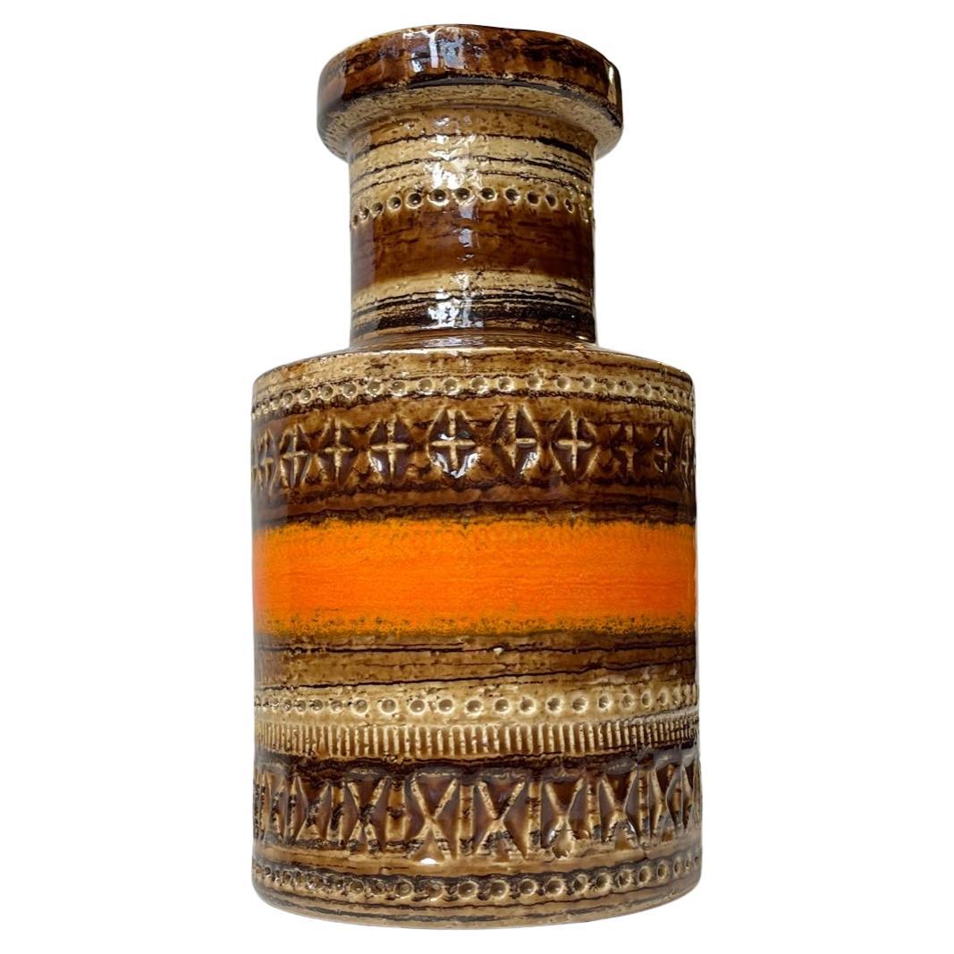 Aldo Londi - Bitossi for Raymor Glazed Stoneware Vase in Sahara Decor, Italy 60s For Sale
