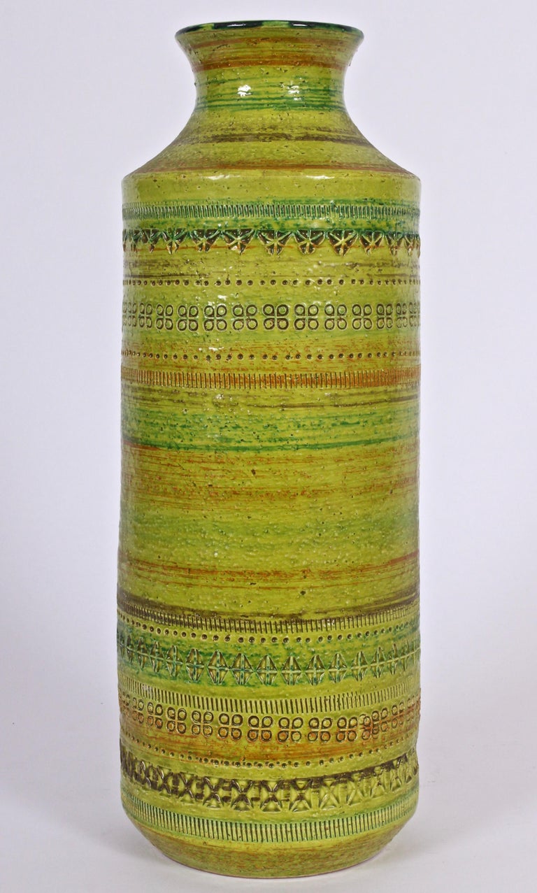 Bitossi Netter Aldo Londi Bitossi for Rosenthal Netter Incised Spring Green Ceramic ...