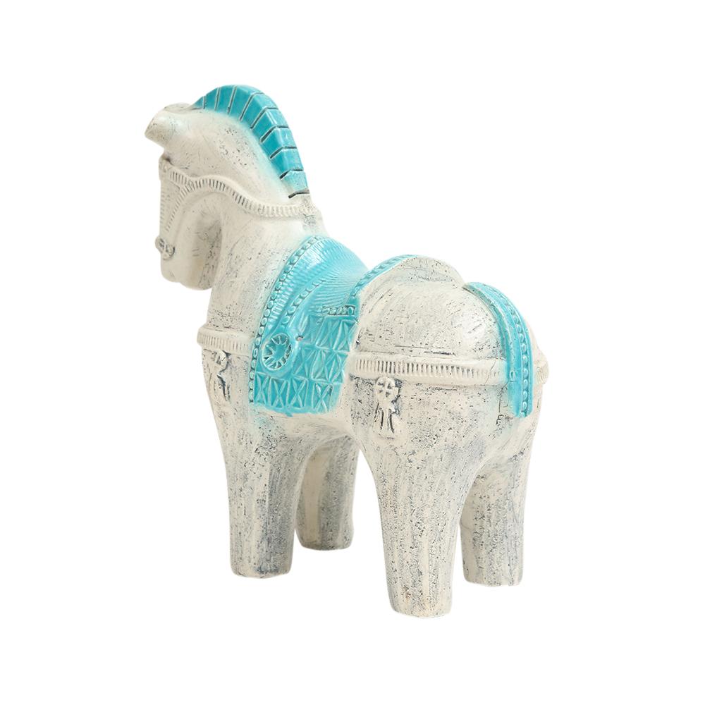 Aldo Londi Bitossi Horse, Ceramic, Blue, White For Sale 3
