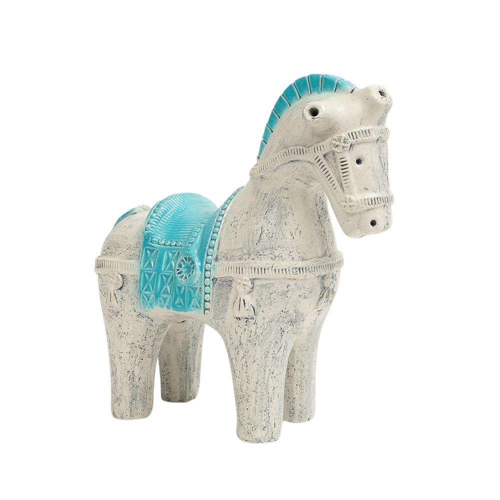 Aldo Londi Bitossi Horse, Ceramic, Blue, White For Sale 5