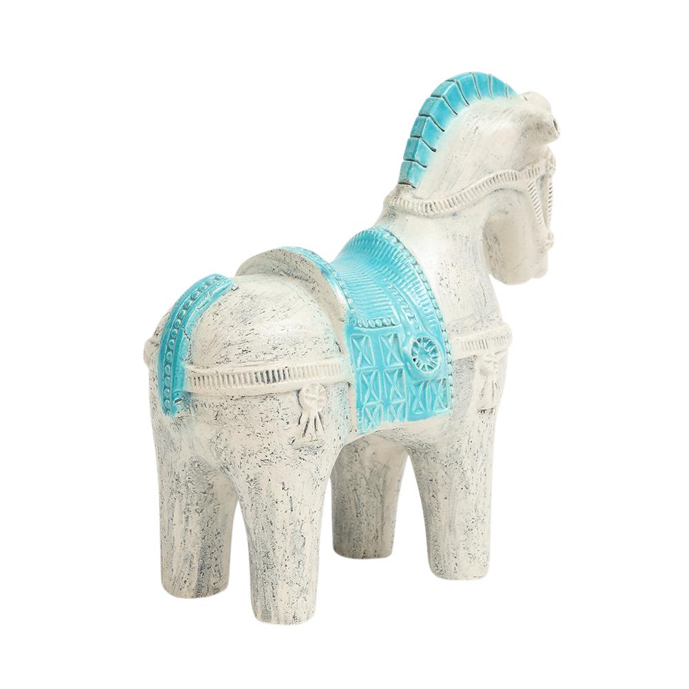 Aldo Londi Bitossi Horse, Ceramic, Blue, White For Sale 7