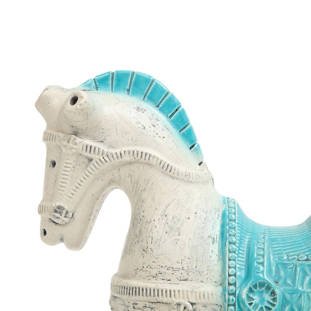 Italian Aldo Londi Bitossi Horse, Ceramic, Blue, White For Sale