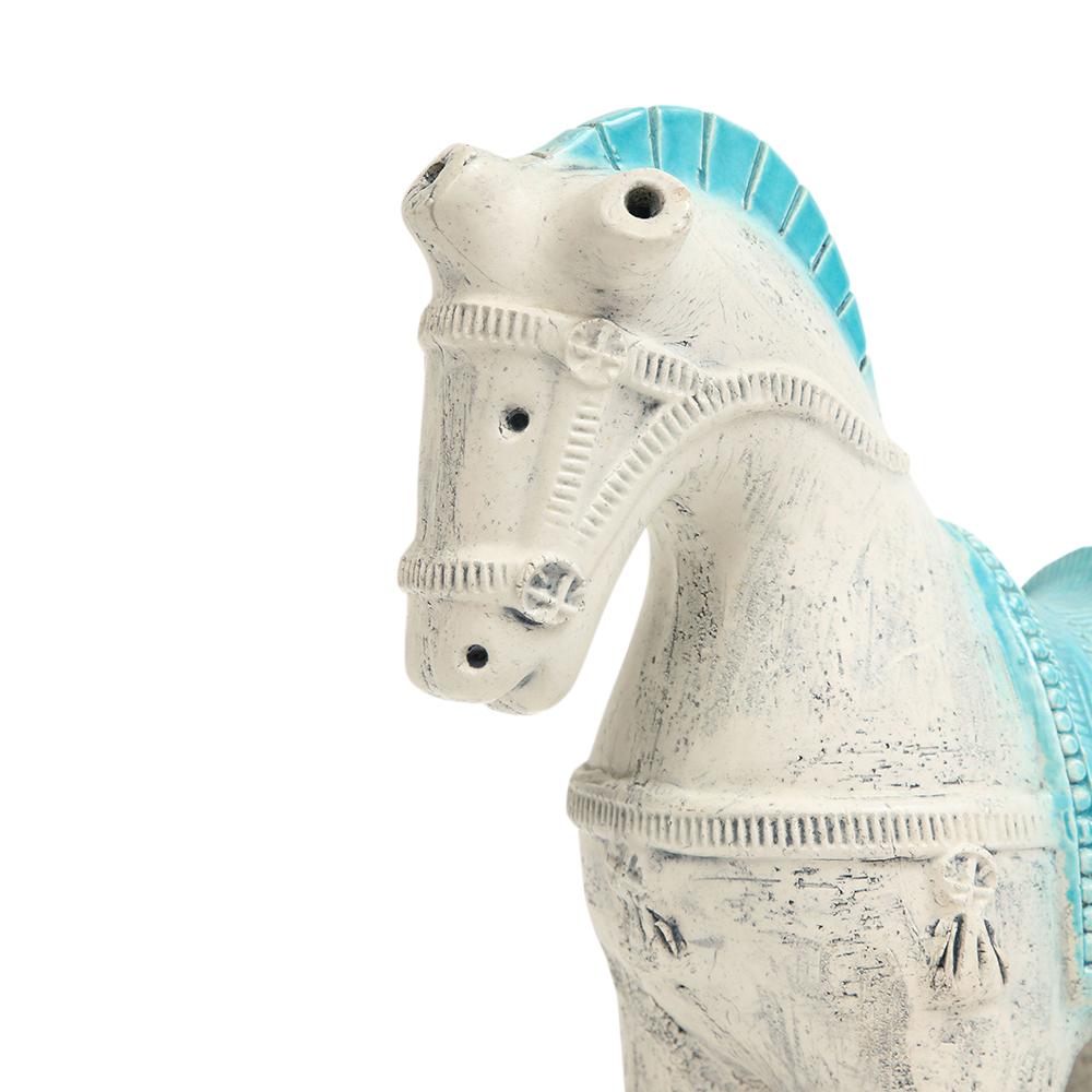 Glazed Aldo Londi Bitossi Horse, Ceramic, Blue, White For Sale