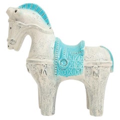 Used Aldo Londi Bitossi Horse, Ceramic, Blue, White