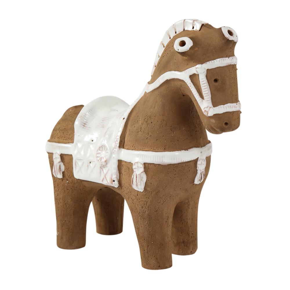 Aldo Londi Bitossi Horse, Ceramic, Brown and White For Sale 2
