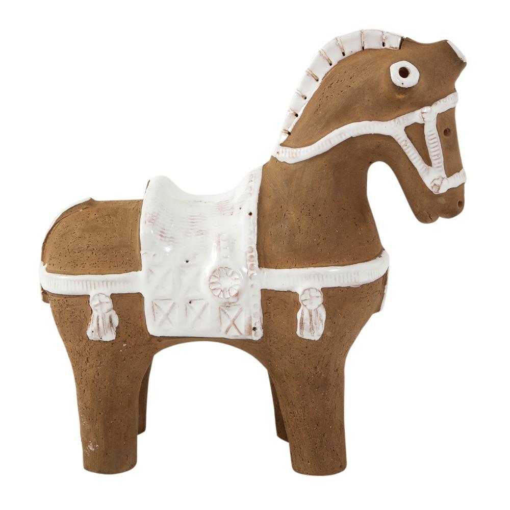 Italian Aldo Londi Bitossi Horse, Ceramic, Brown and White For Sale