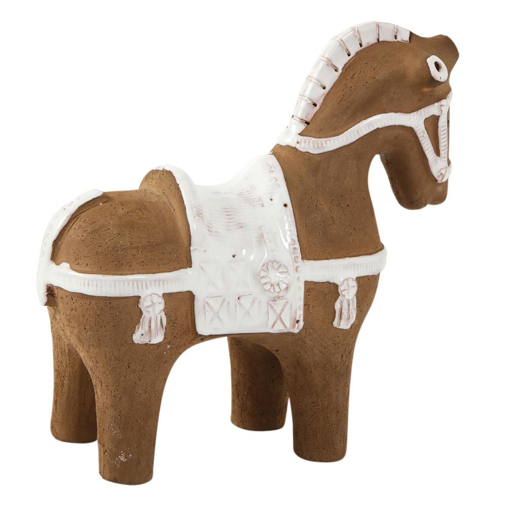 Aldo Londi Bitossi Horse, Ceramic, Brown and White In Good Condition For Sale In New York, NY