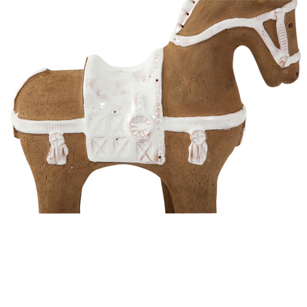 Mid-20th Century Aldo Londi Bitossi Horse, Ceramic, Brown and White For Sale