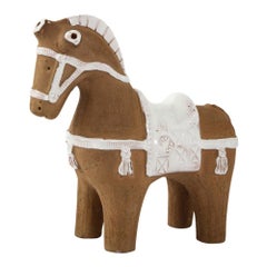 Retro Aldo Londi Bitossi Horse, Ceramic, Brown and White