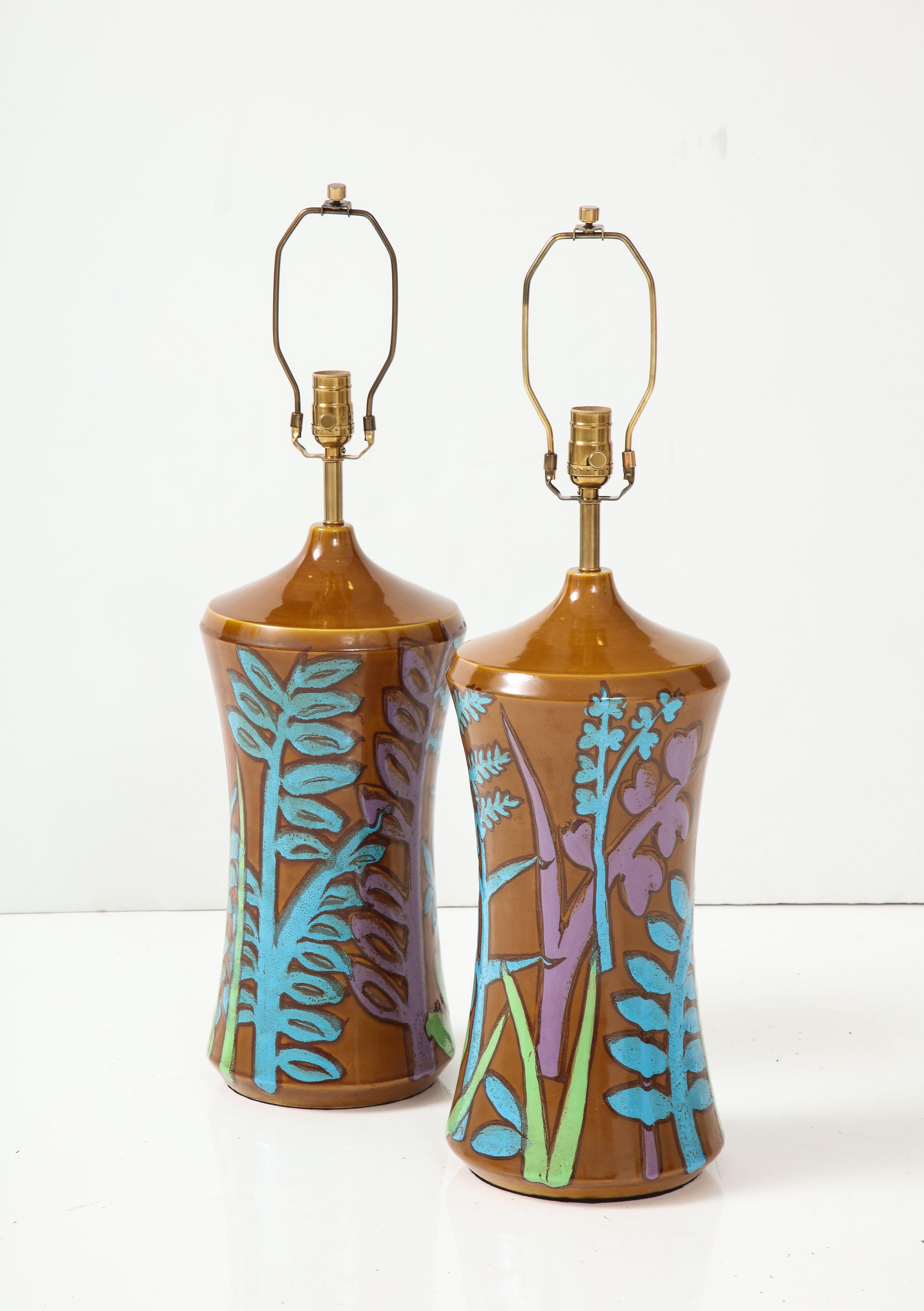 20th Century Aldo Londi, Bitossi Italian Ceramic Lamps For Sale