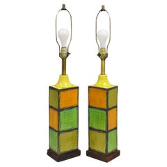 Aldo Londi Bitossi Italy Mid Century Modern Ceramic Vase Table Lamp Pair