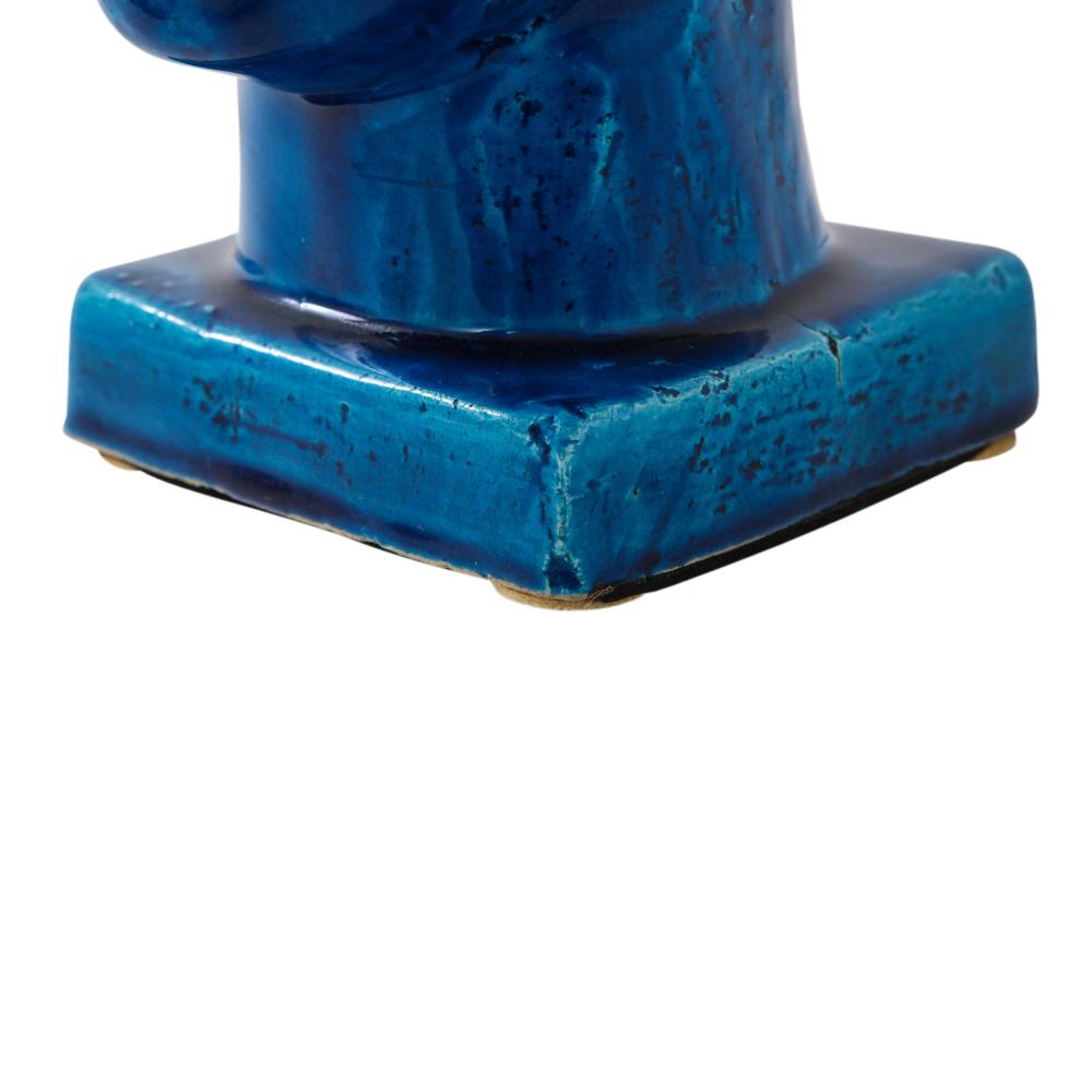 Aldo Londi Bitossi Kwan Yin Blue Bust, Ceramic, Buddha, Signed 6