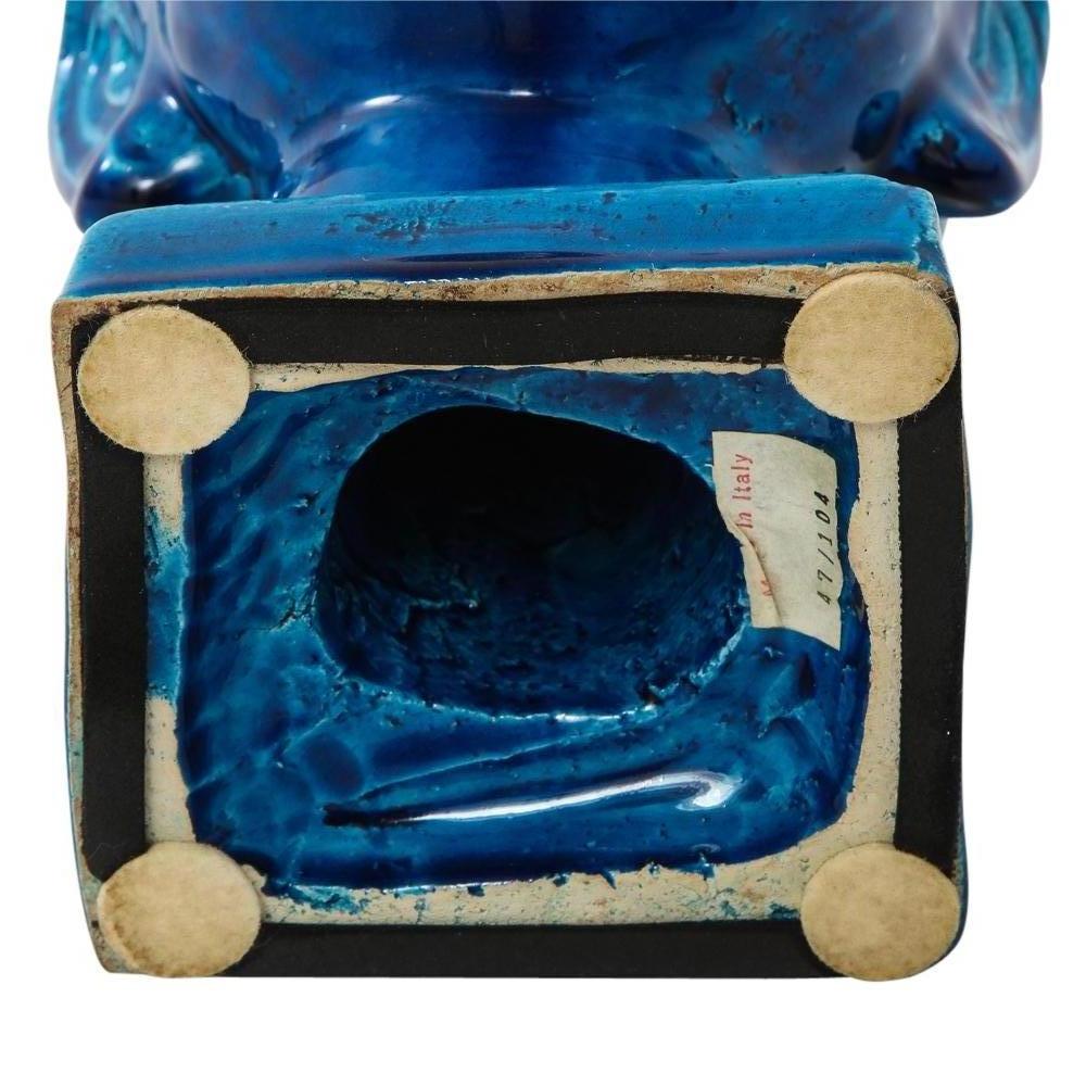 Aldo Londi Bitossi Kwan Yin Blue Bust, Ceramic, Buddha, Signed 7
