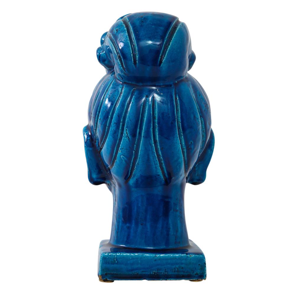 Aldo Londi Bitossi Kwan Yin Blue Bust, Ceramic, Buddha, Signed 1