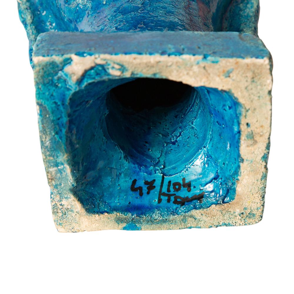 Aldo Londi Bitossi Kwan Yin Buddha, Ceramic, Blue, Signed 3