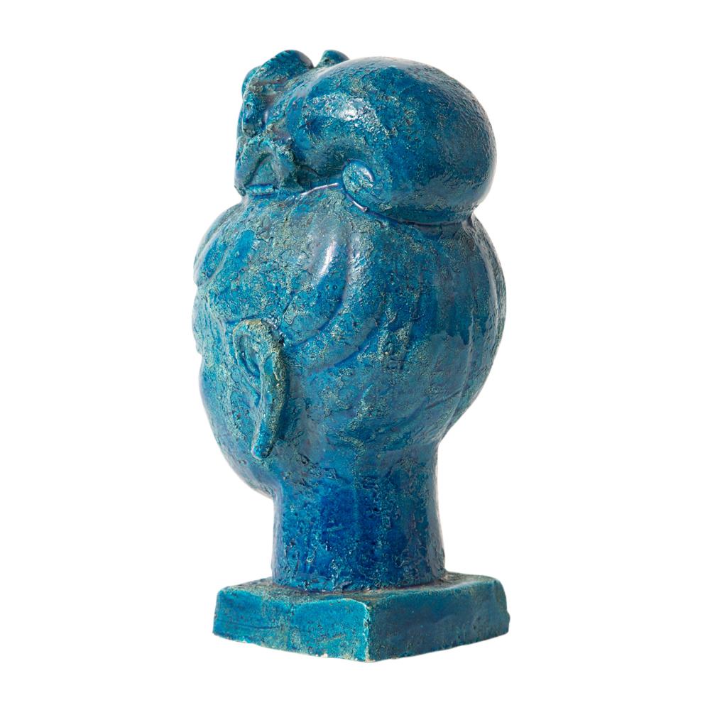 Glazed Aldo Londi Bitossi Kwan Yin Buddha, Ceramic, Blue, Signed