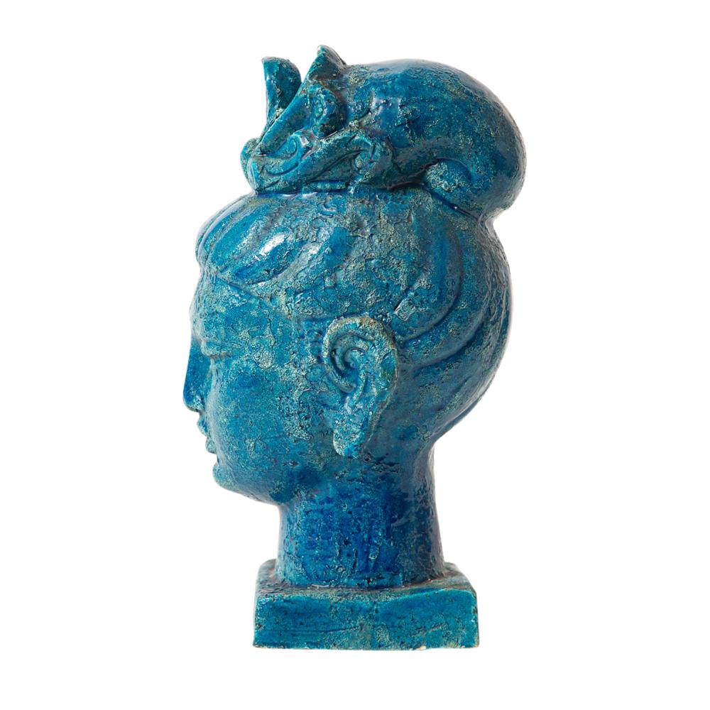 Aldo Londi Bitossi Kwan Yin Buddha, Ceramic, Blue, Signed In Good Condition In New York, NY