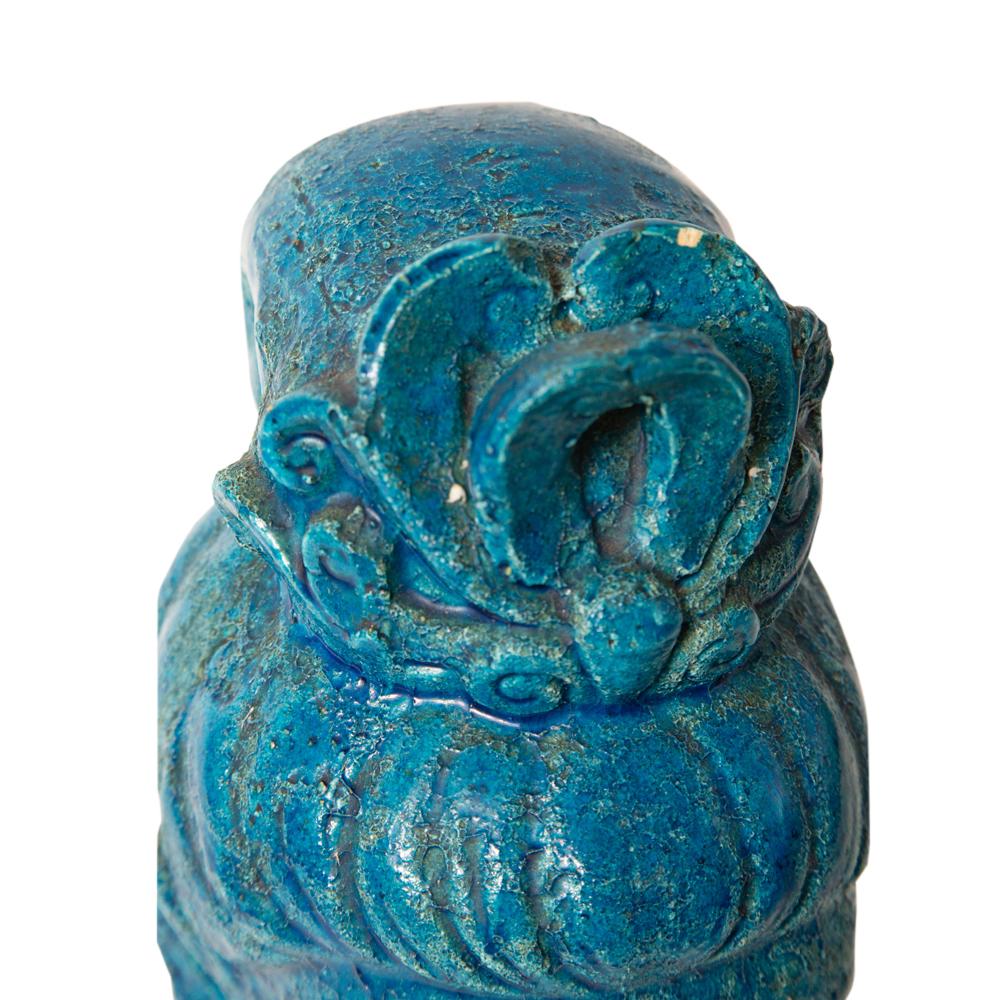 Mid-20th Century Aldo Londi Bitossi Kwan Yin Buddha, Ceramic, Blue, Signed