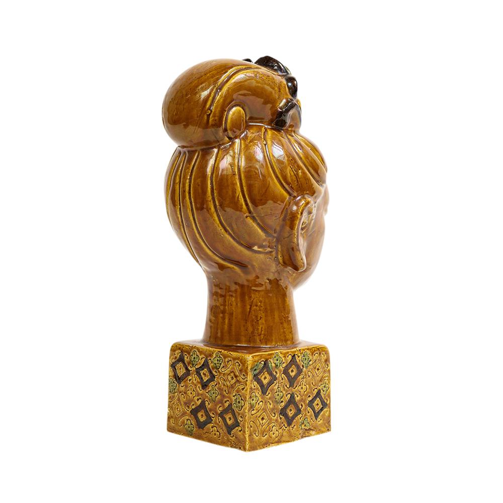 Aldo Londi Bitossi Kwan Yin Buddha, Ceramic, Caramel Brown, Paisley For Sale 5