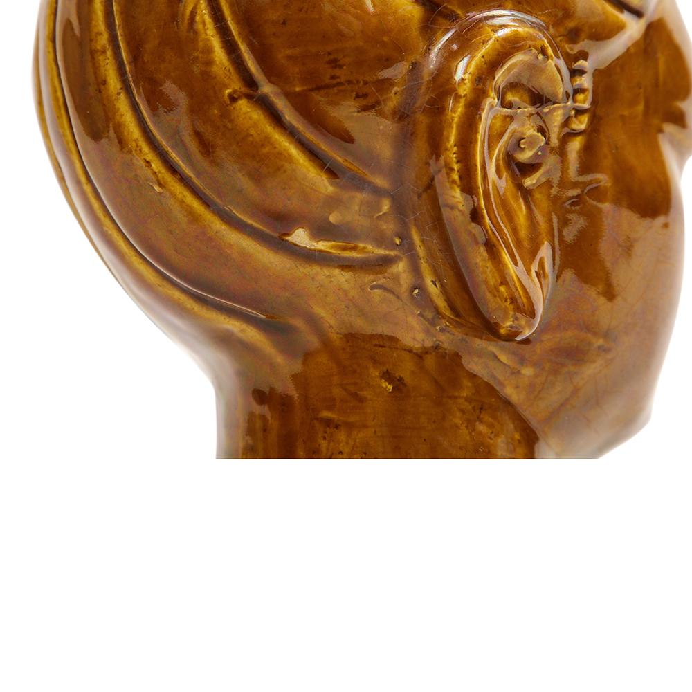 Aldo Londi Bitossi Kwan Yin Buddha, Ceramic, Caramel Brown, Paisley For Sale 9