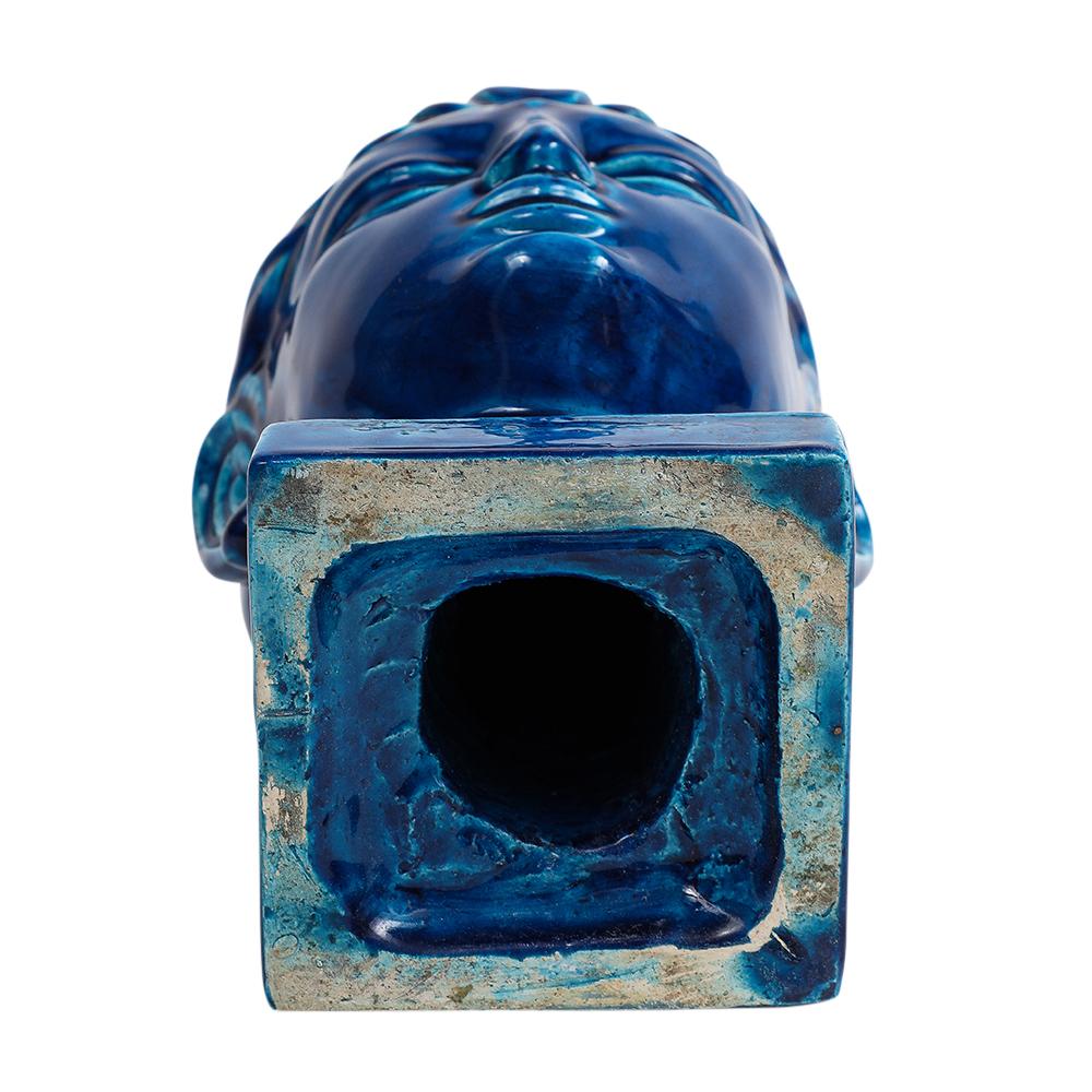 Aldo Londi Bitossi Kwan Yin, Ceramic, Blue Buddha Bust For Sale 7
