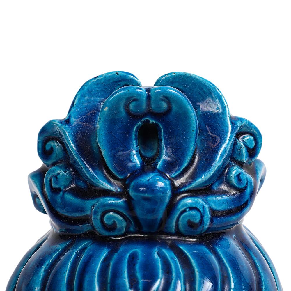 Italian Aldo Londi Bitossi Kwan Yin, Ceramic, Blue Buddha Bust For Sale