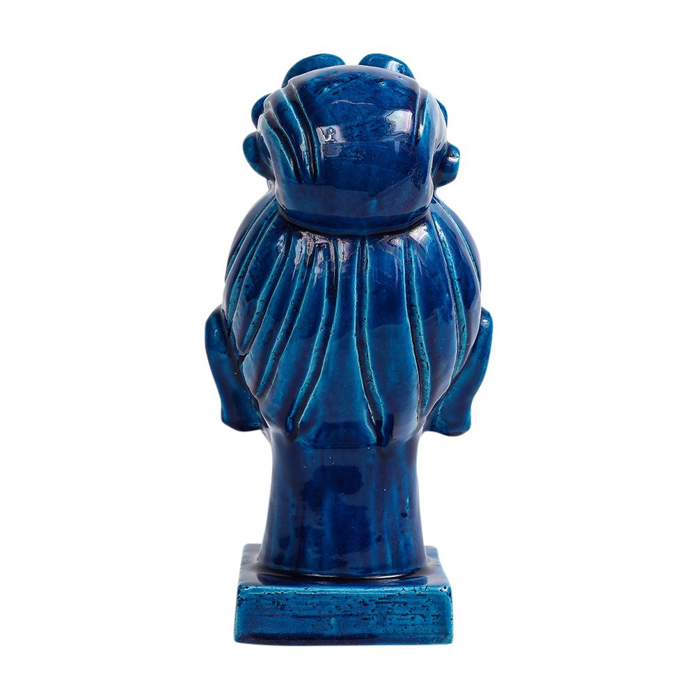 Aldo Londi Bitossi Kwan Yin, Ceramic, Blue Buddha Bust For Sale 1