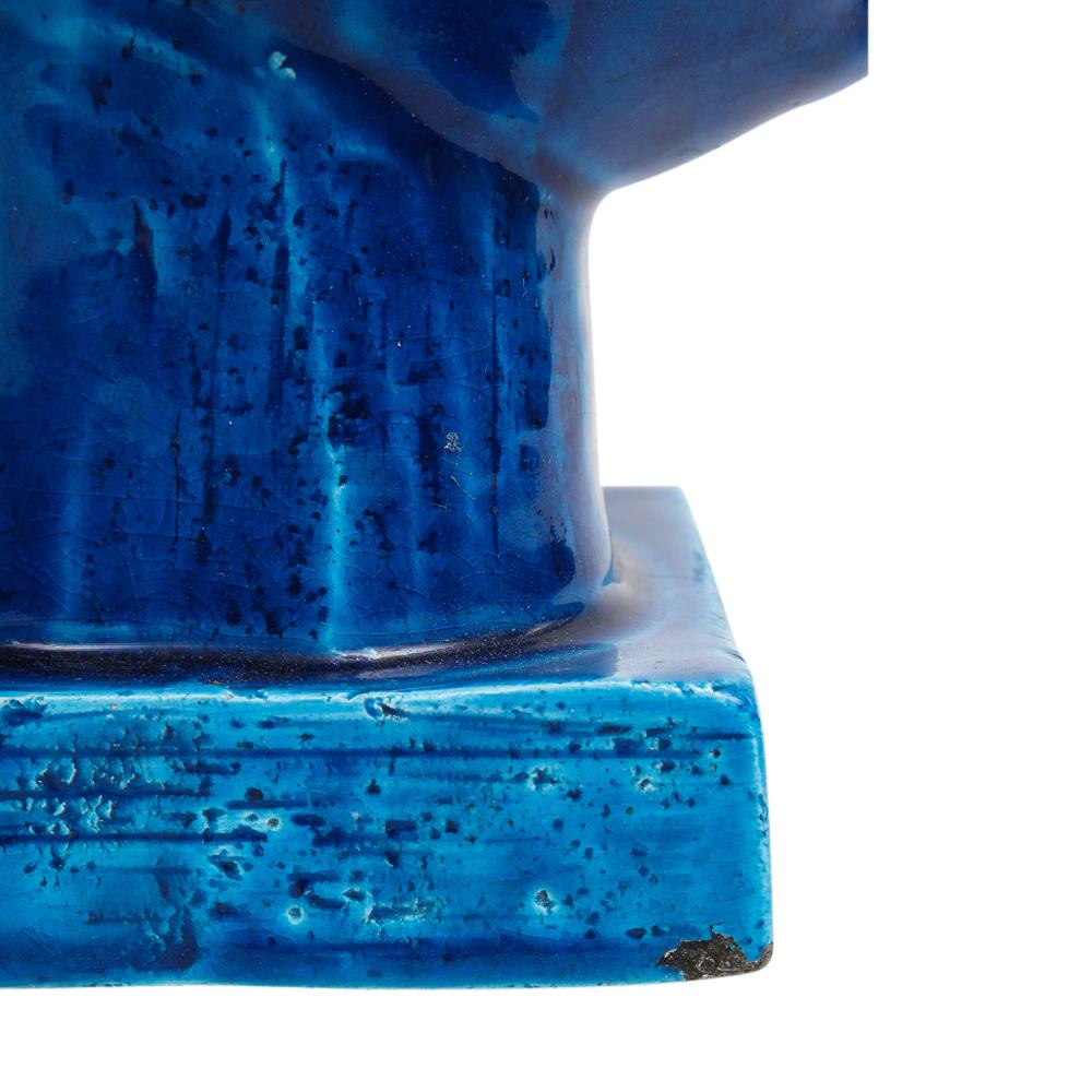 Aldo Londi Bitossi Kwan Yin, Ceramic, Buddha Bust, Blue 4